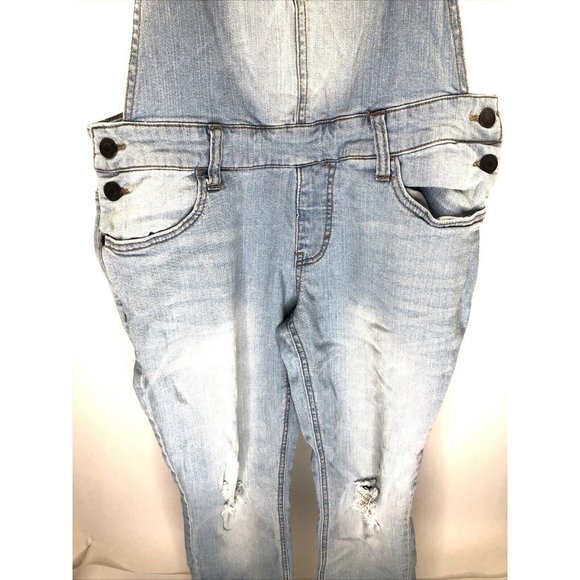 Mossimo Denim Ripped Jean Overalls Size S/P - Picture 3 of 9